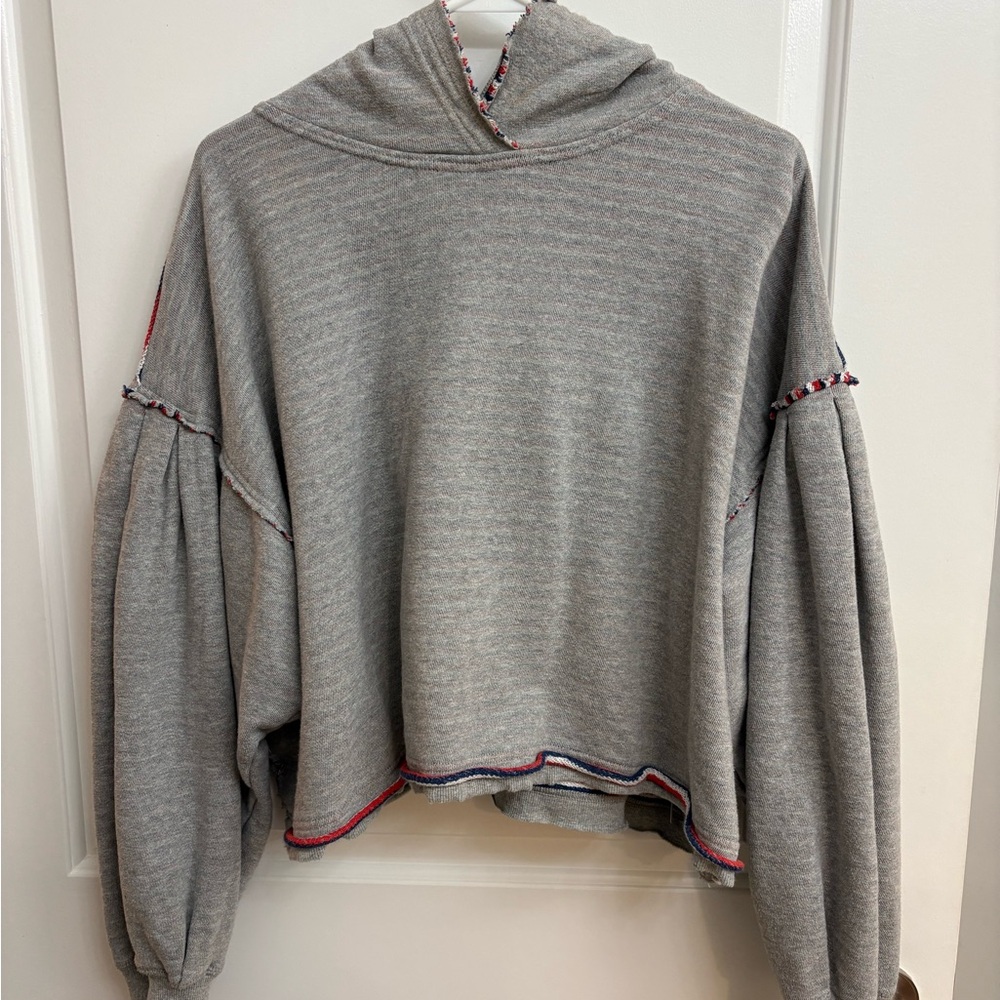 FP Movement by Free People Gray Sweatshirt with Red Trim